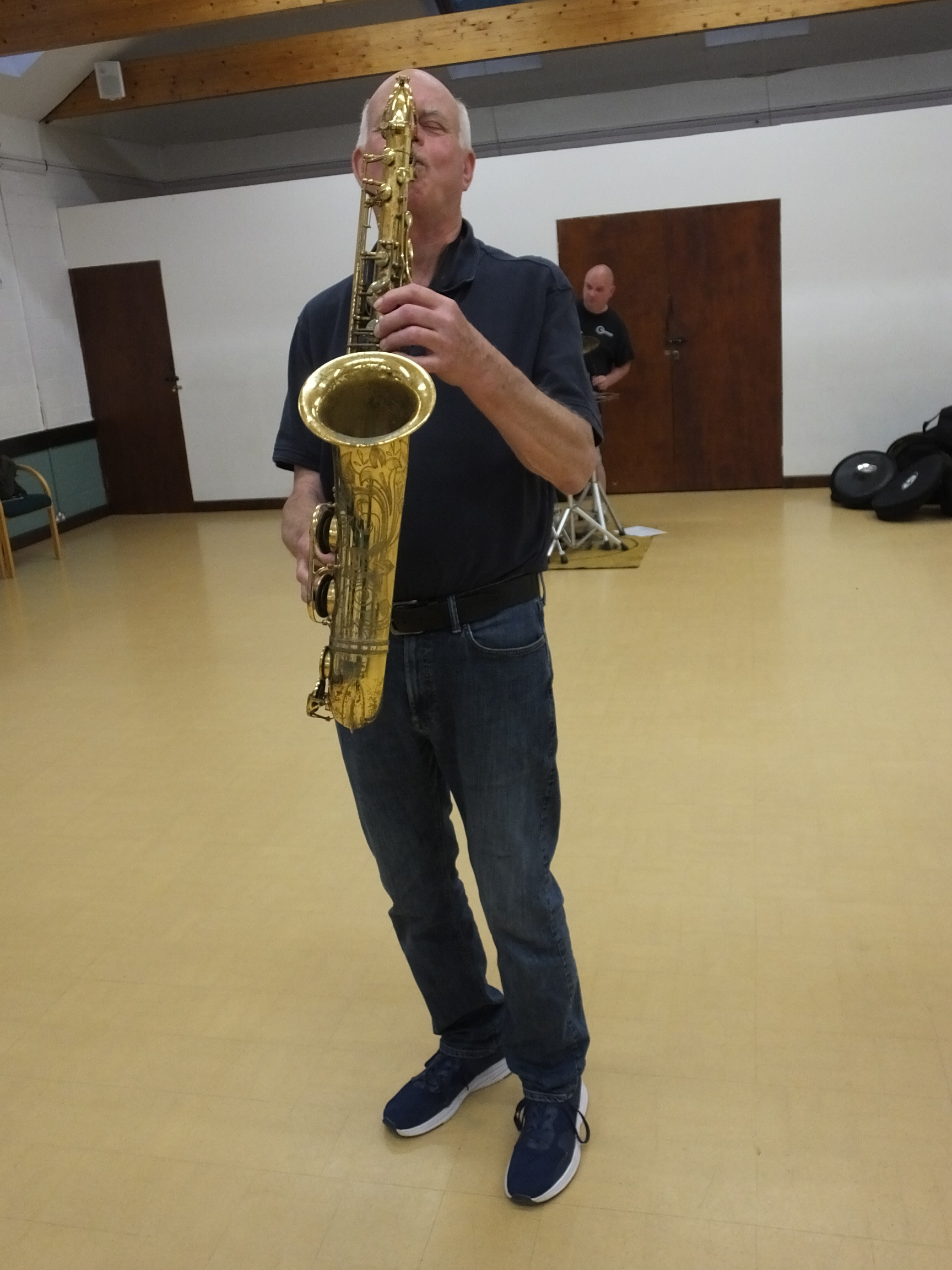 Playing the saxophone